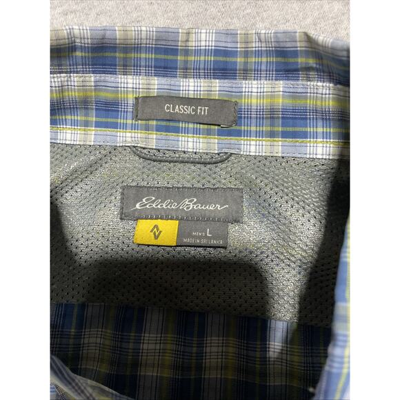 Eddie Bauer Shirt Mens Large Blue Travex Classic Fit Plaid Outdoors Gorpcore - Picture 4 of 8